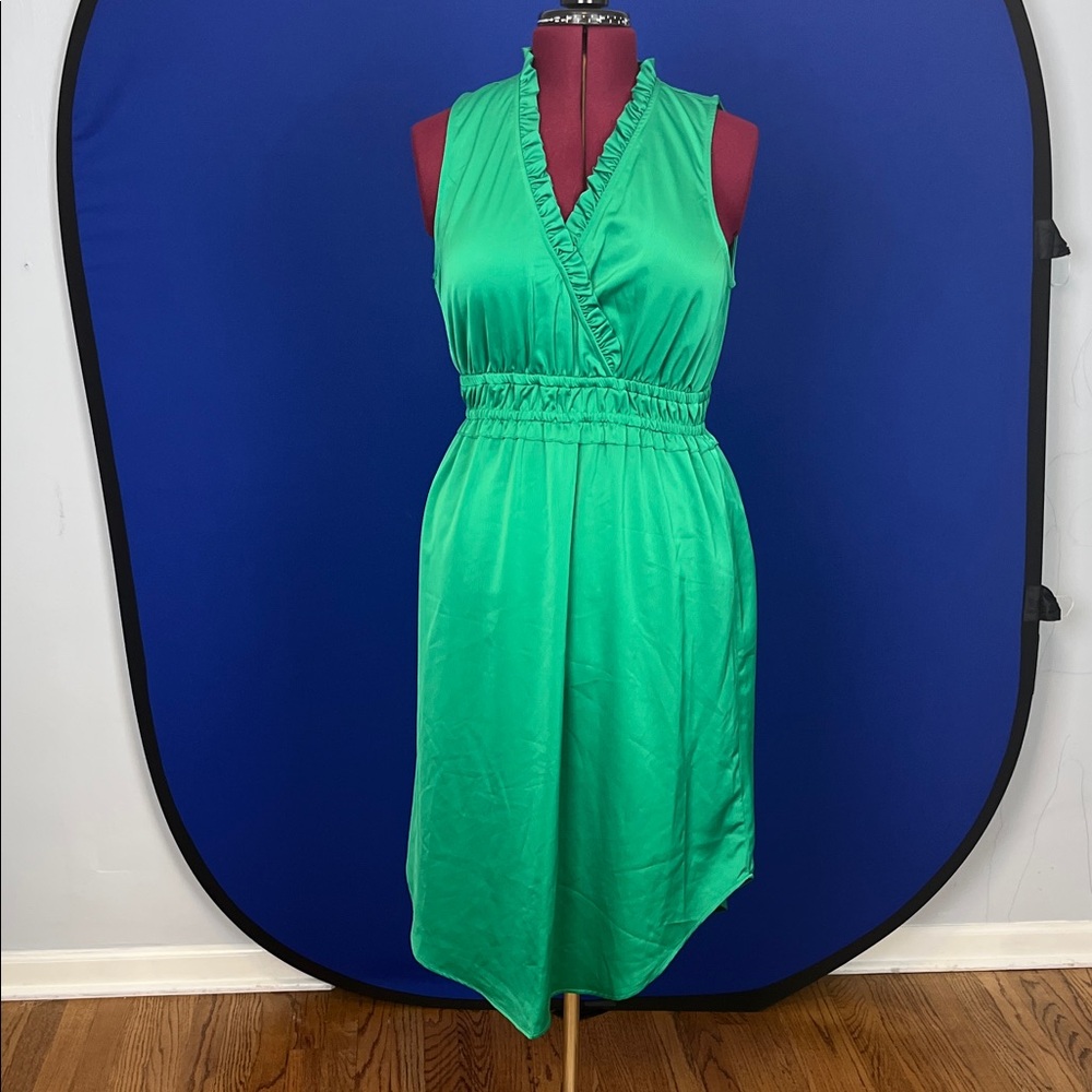 Tahari Vibrant Green Asymmetrical Dress xl